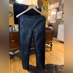 BCBGMAXAZRIA Black Pullup Quilted Faux Leather Legging Pants SzM